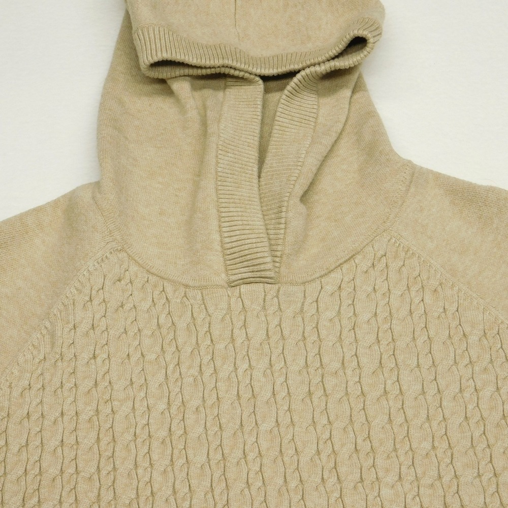 Calligraphie Sweater Womens XL Cream Cable Knit Hooded Pullover Cozy Relaxed fit